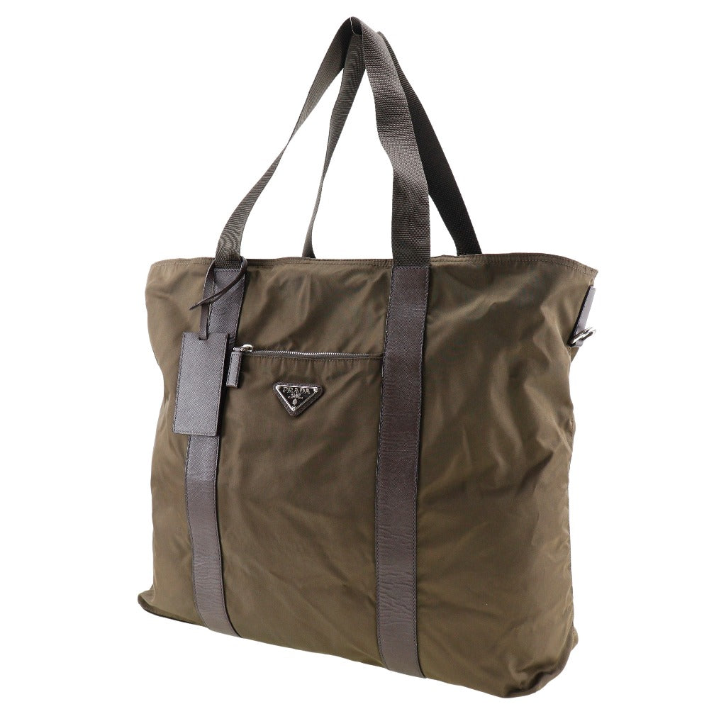 Prada Boston Bag Khaki Unisex Nylon Travel Bag