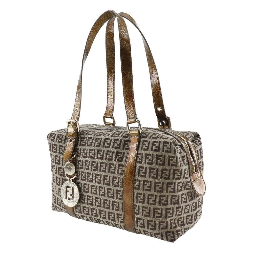 Fendi Shoulder Bag 8Bl106 Cnl Bronze Boston Zucca Women Canvas Nylon Mini