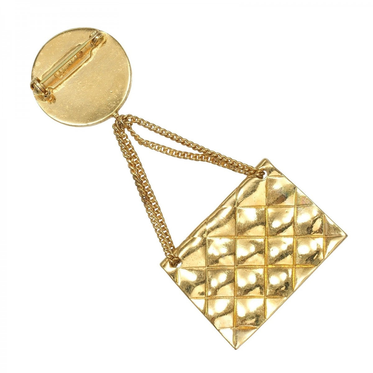 Chanel Brooch Plated motif Matelasse COCO Mark Gold Handbag