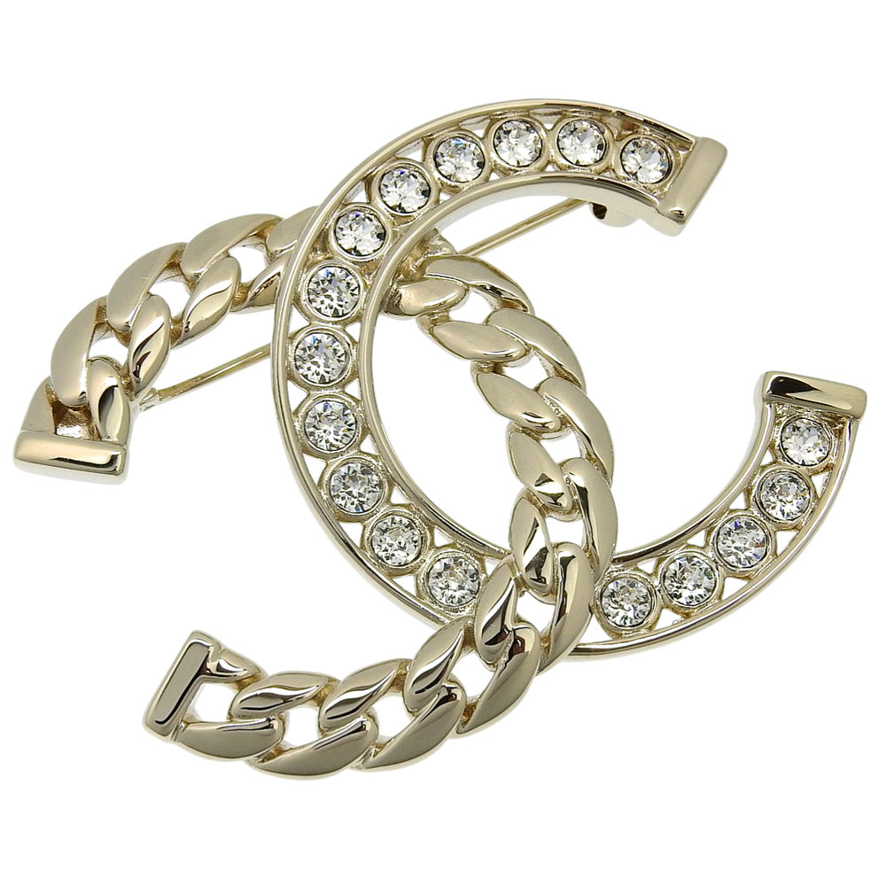 Chanel Brooch ABD111 Rhinestone COCO Mark Gold Handbag