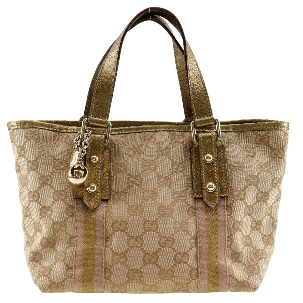 Gucci GG Leather Canvas Brown Handbag 2
