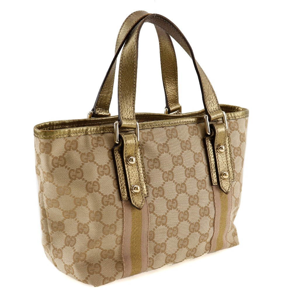 Gucci GG Leather Canvas Brown Handbag 2