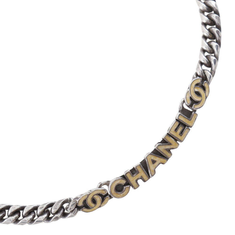 CHANEL Necklace metallic Silver logo COCO Mark Women  
