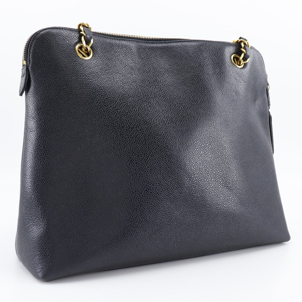 CHANEL Shoulder Bag Caviar skin black Chain tote Women  