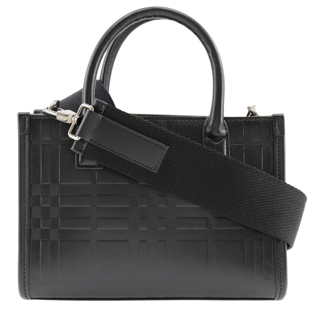 Burberry Calfskin 2Wayshoulder Check Women Shoulder Bag Black Embossed