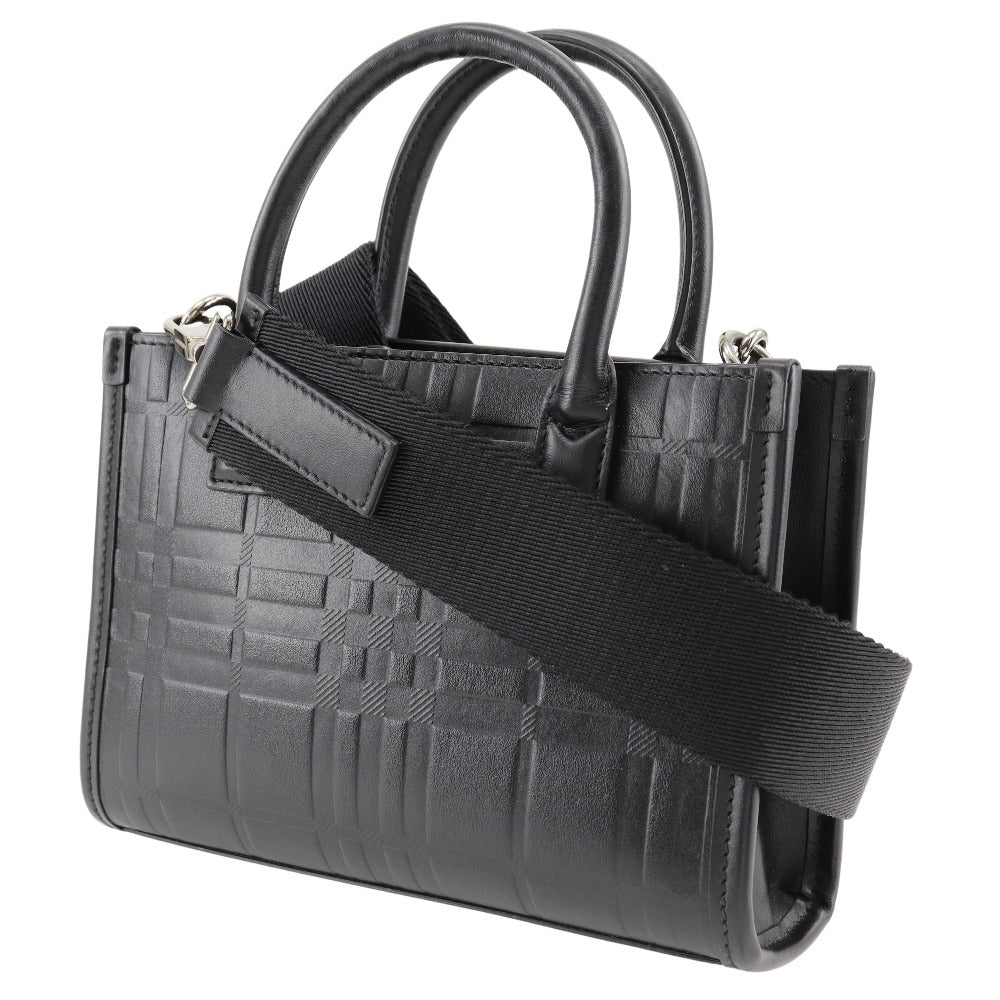 Burberry Calfskin 2Wayshoulder Check Women Shoulder Bag Black Embossed