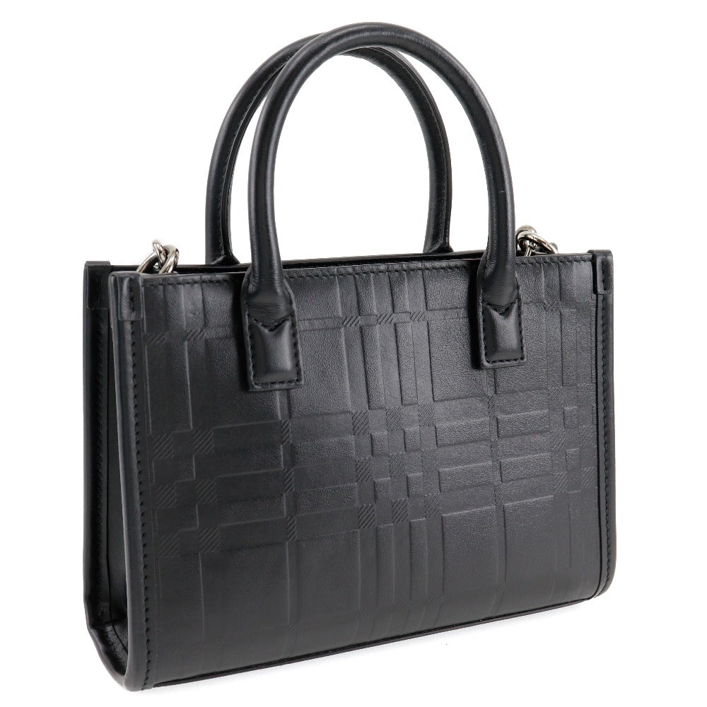 Burberry Calfskin 2Wayshoulder Check Women Shoulder Bag Black Embossed