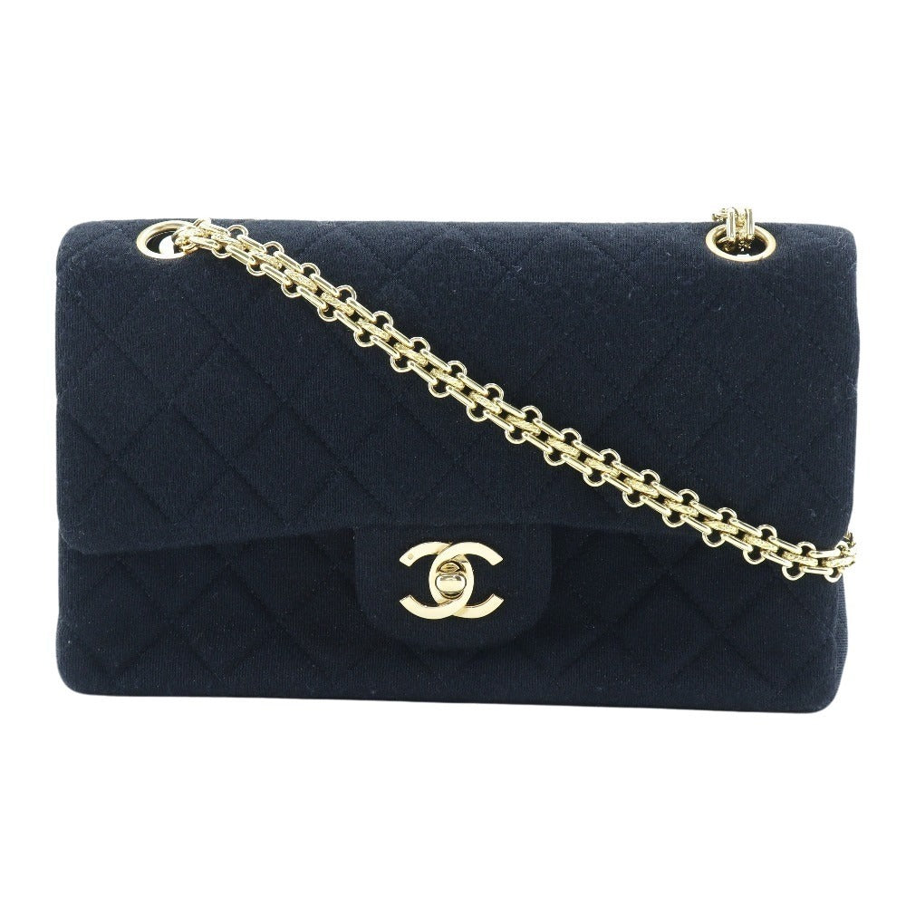 Chanel Jersey Matrasse ChainShoulder Black Shoulder Bag