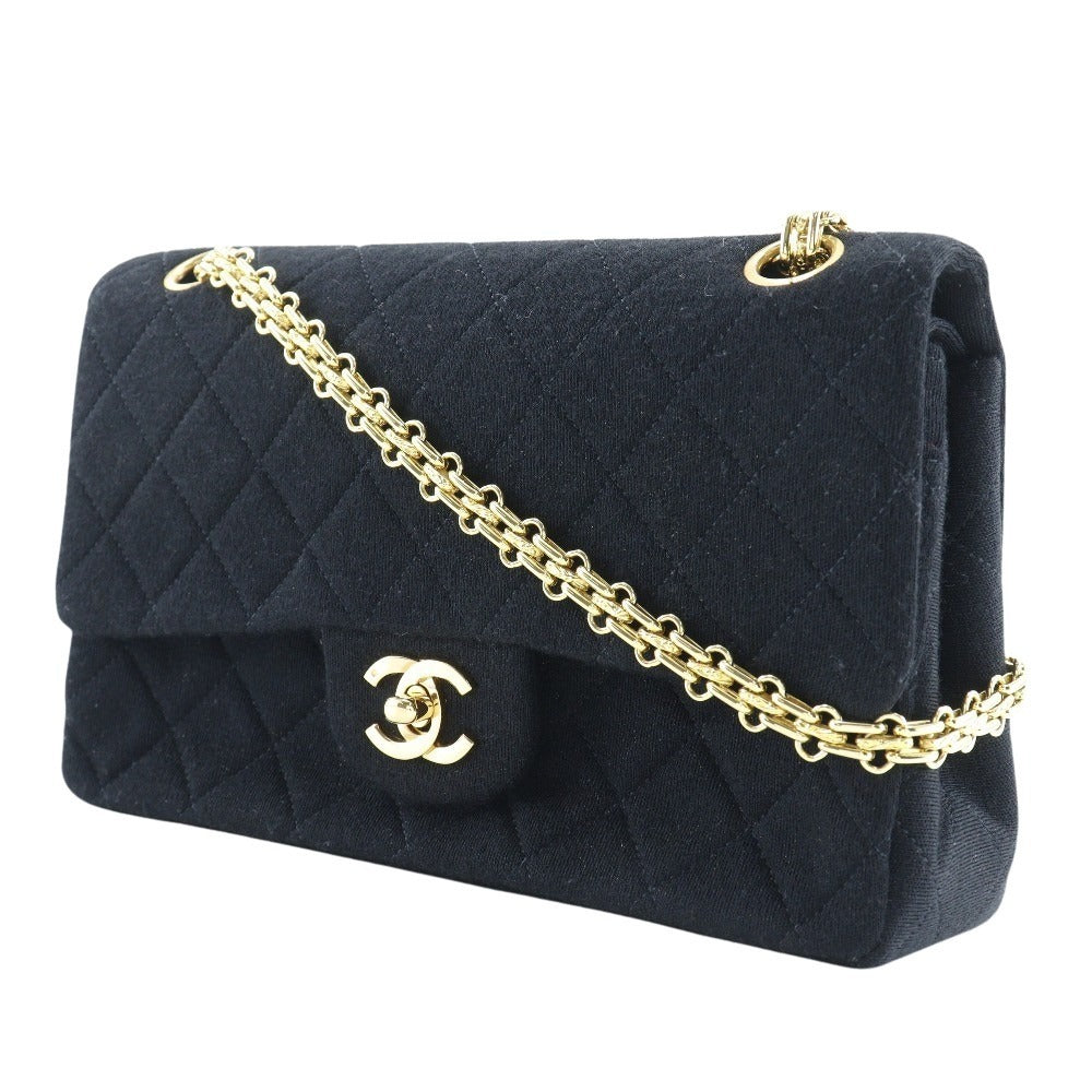 Chanel Jersey Matrasse ChainShoulder Black Shoulder Bag