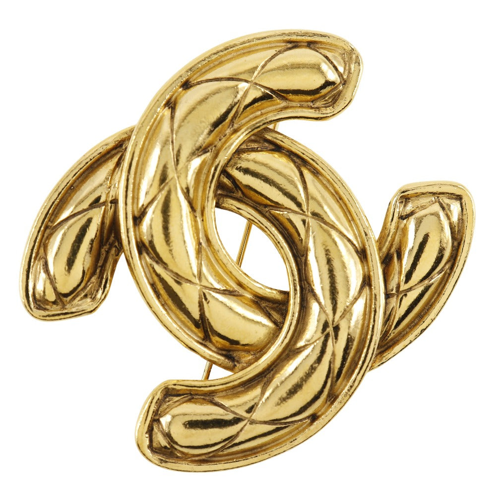 Chanel Brooch Plated Matrasse COCO Mark Gold Handbag 4