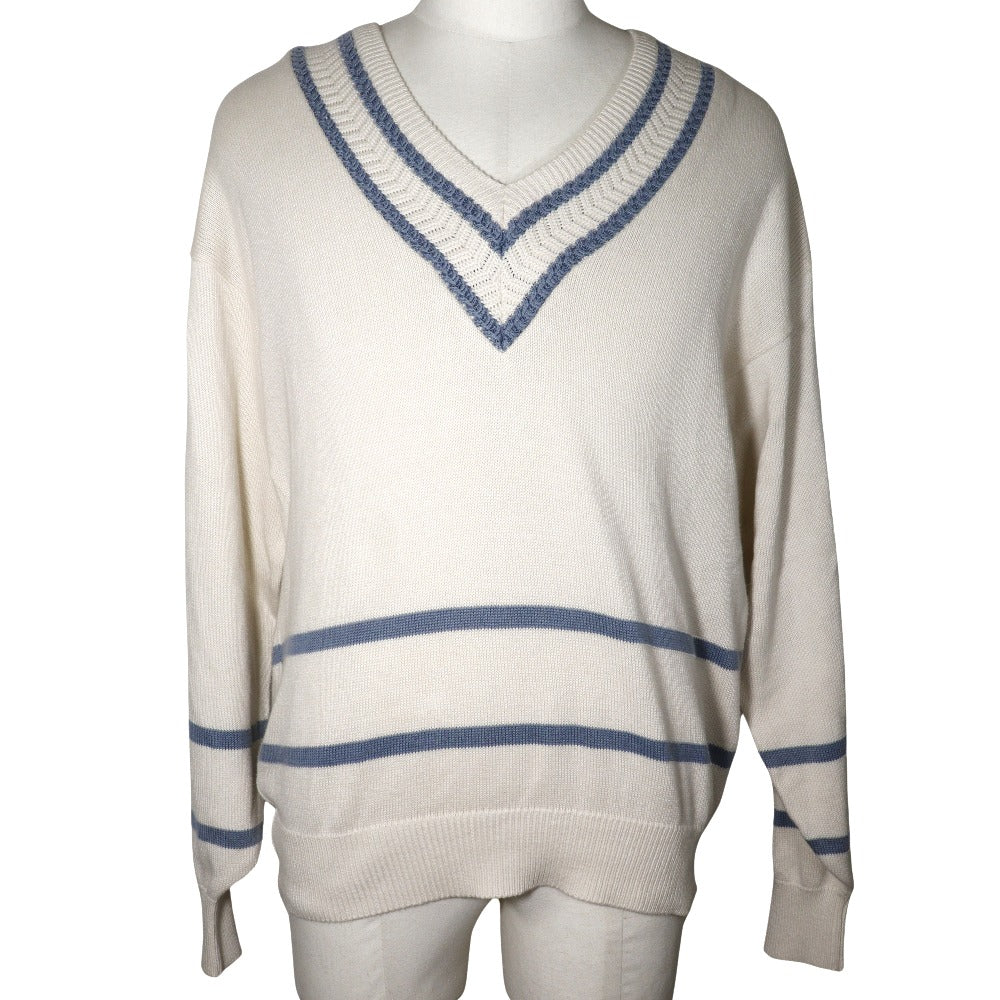 Dior Christian Sweater Cotton V Neck Sports Mens White Travel Bag