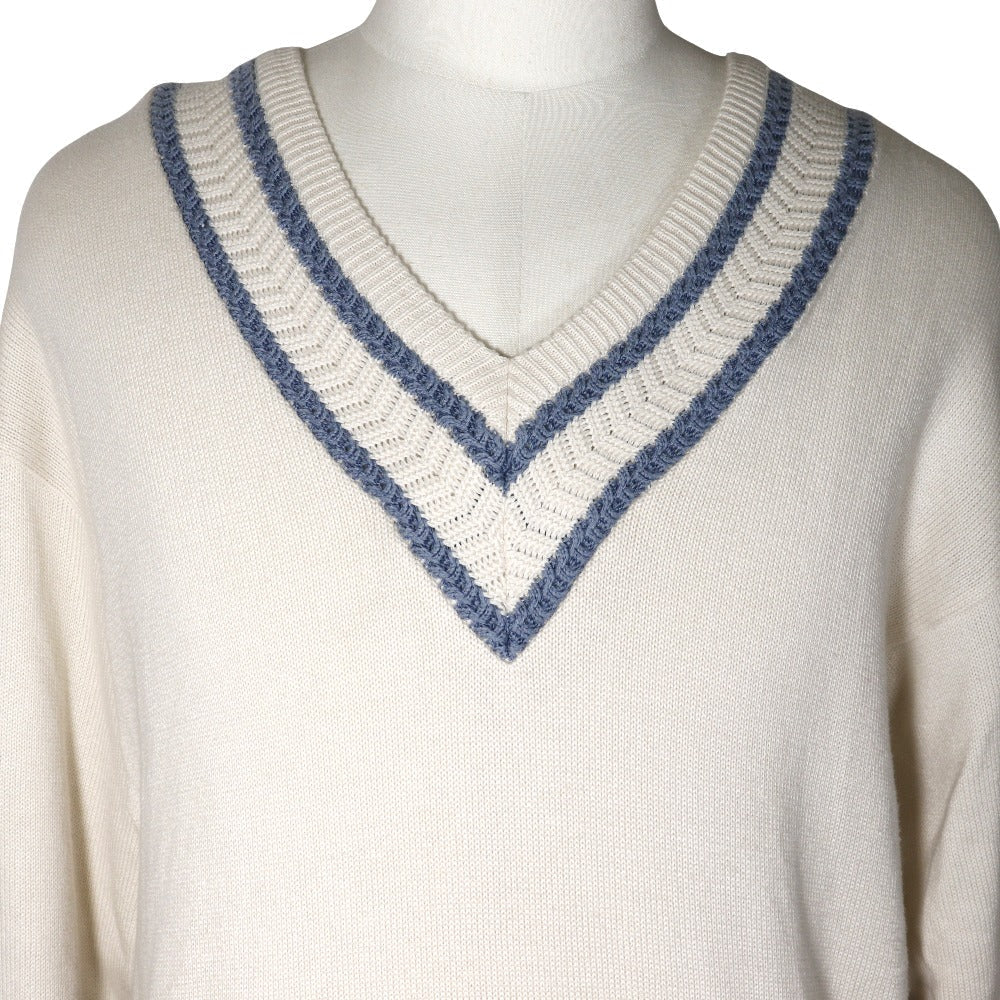 Dior Christian Sweater Cotton V Neck Sports Mens White Travel Bag