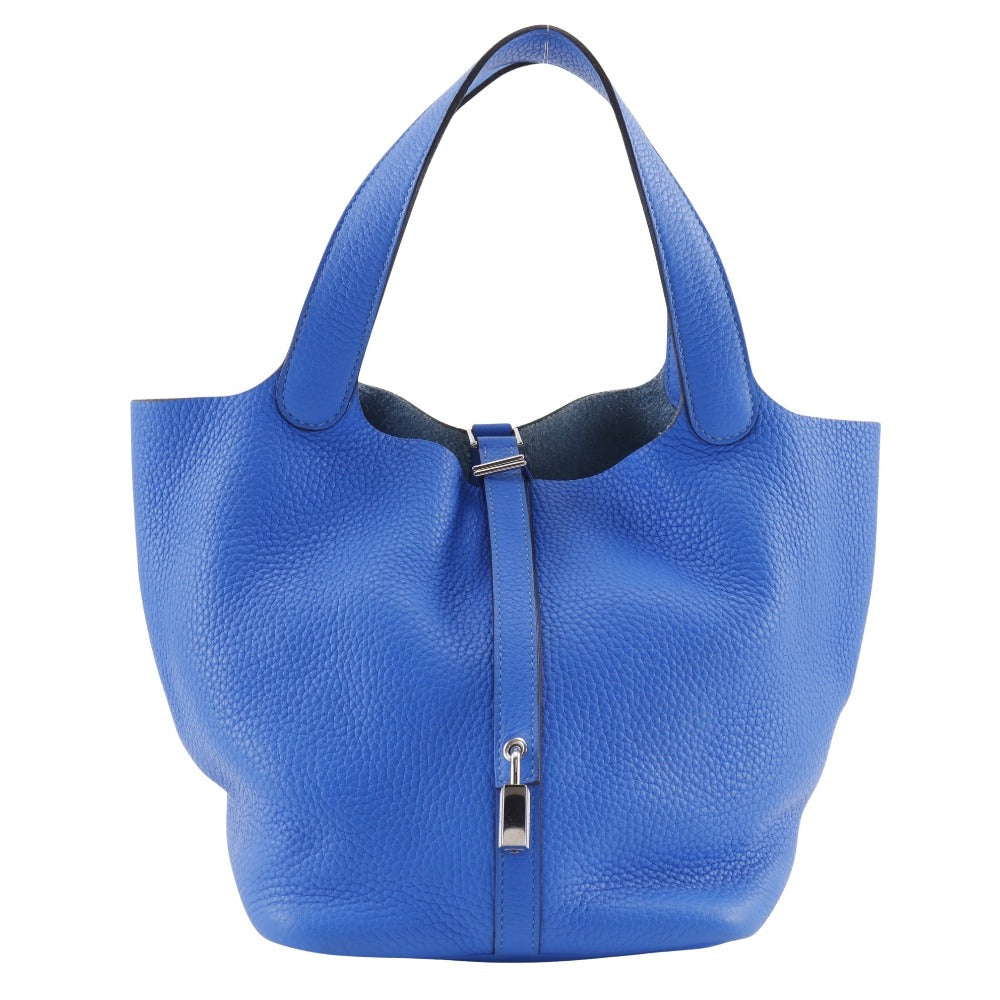 Taurillon Clemence Pico Lock Mm Blue Tan Travel Bag