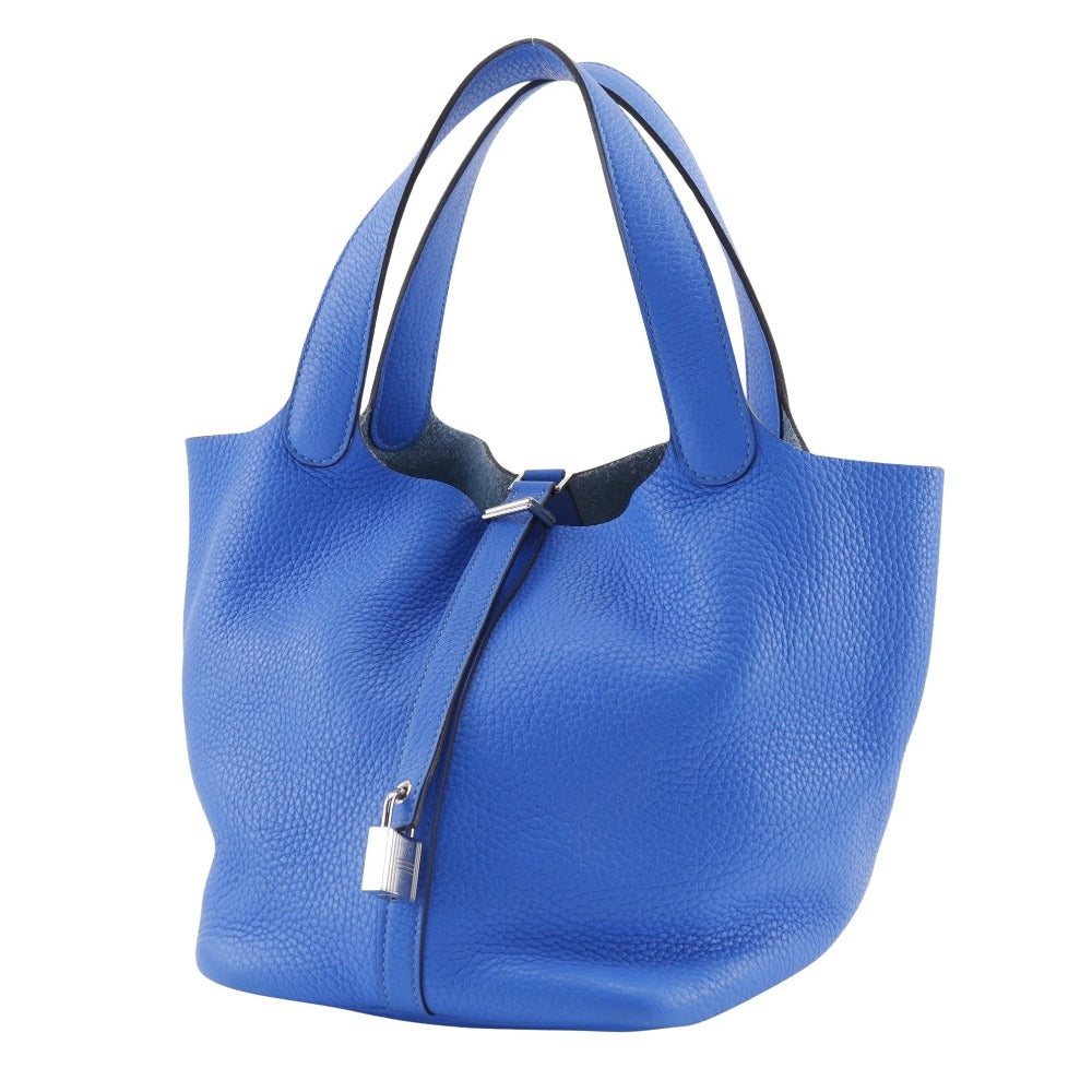 Taurillon Clemence Pico Lock Mm Blue Tan Travel Bag