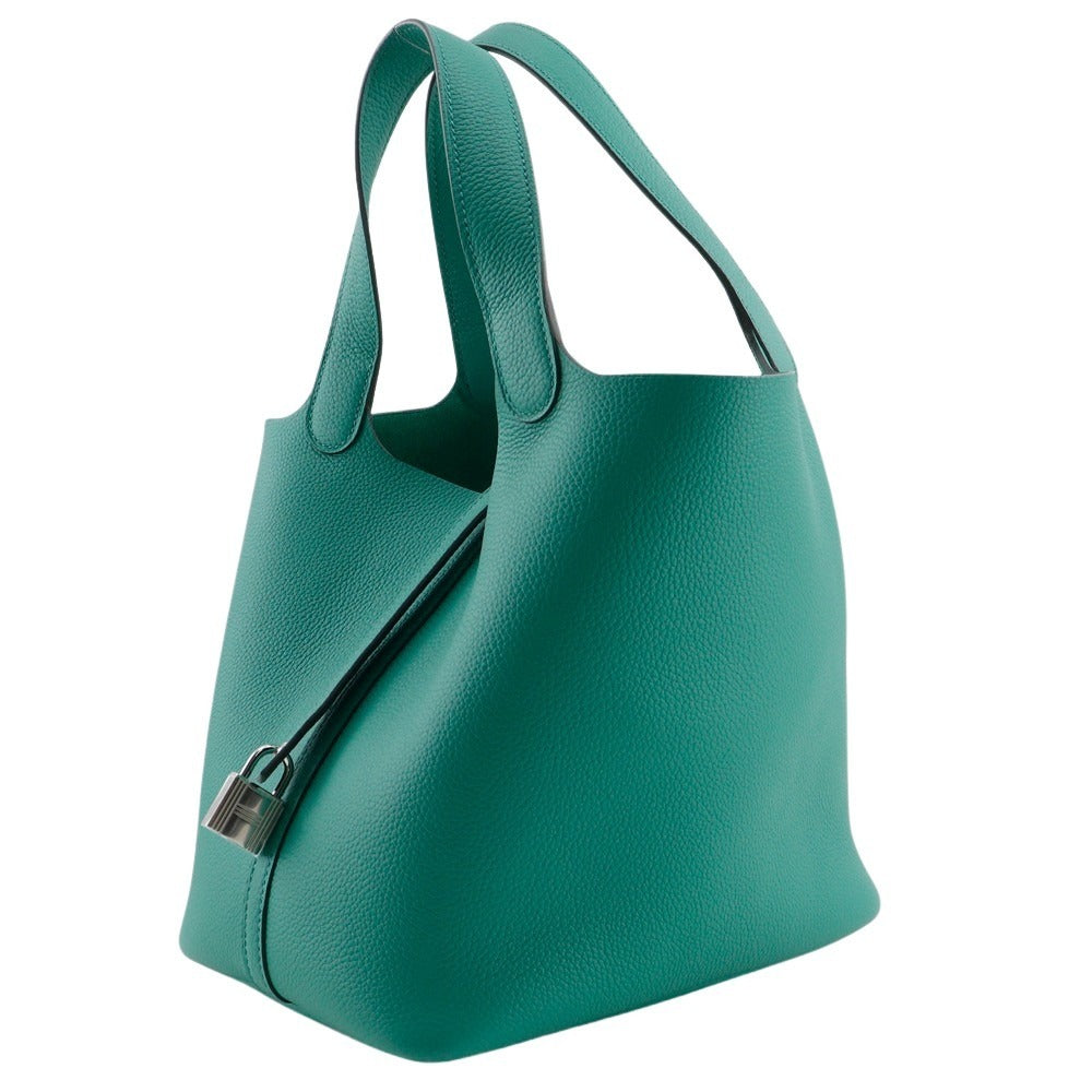 Hermes Handbag Taurillon Clemence Maurice Picotan Lock Green Travel Bag