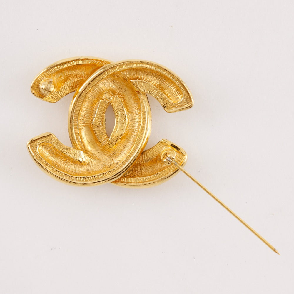 Chanel Brooch Plated Matrasse COCO Mark Gold Handbag 5