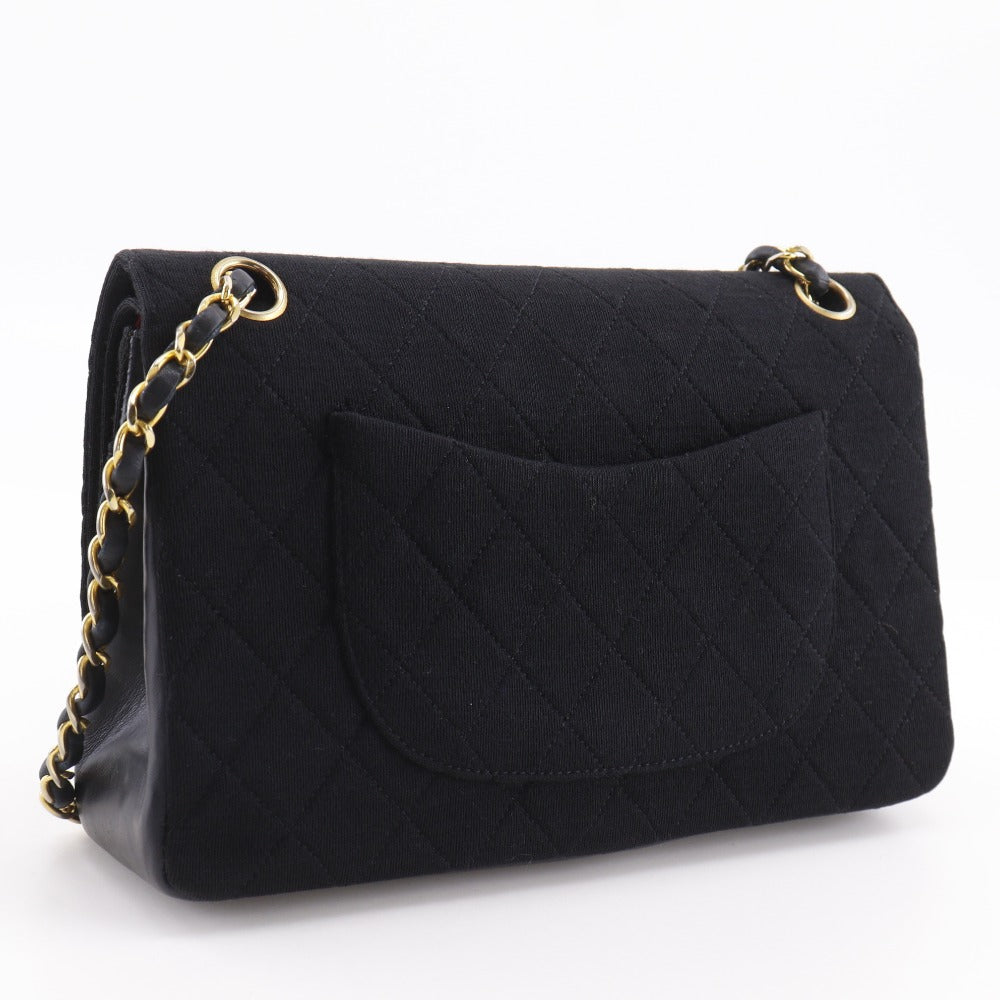 Chanel Cotton Double flap Matrasse 25 Black Leather Shoulder Bag