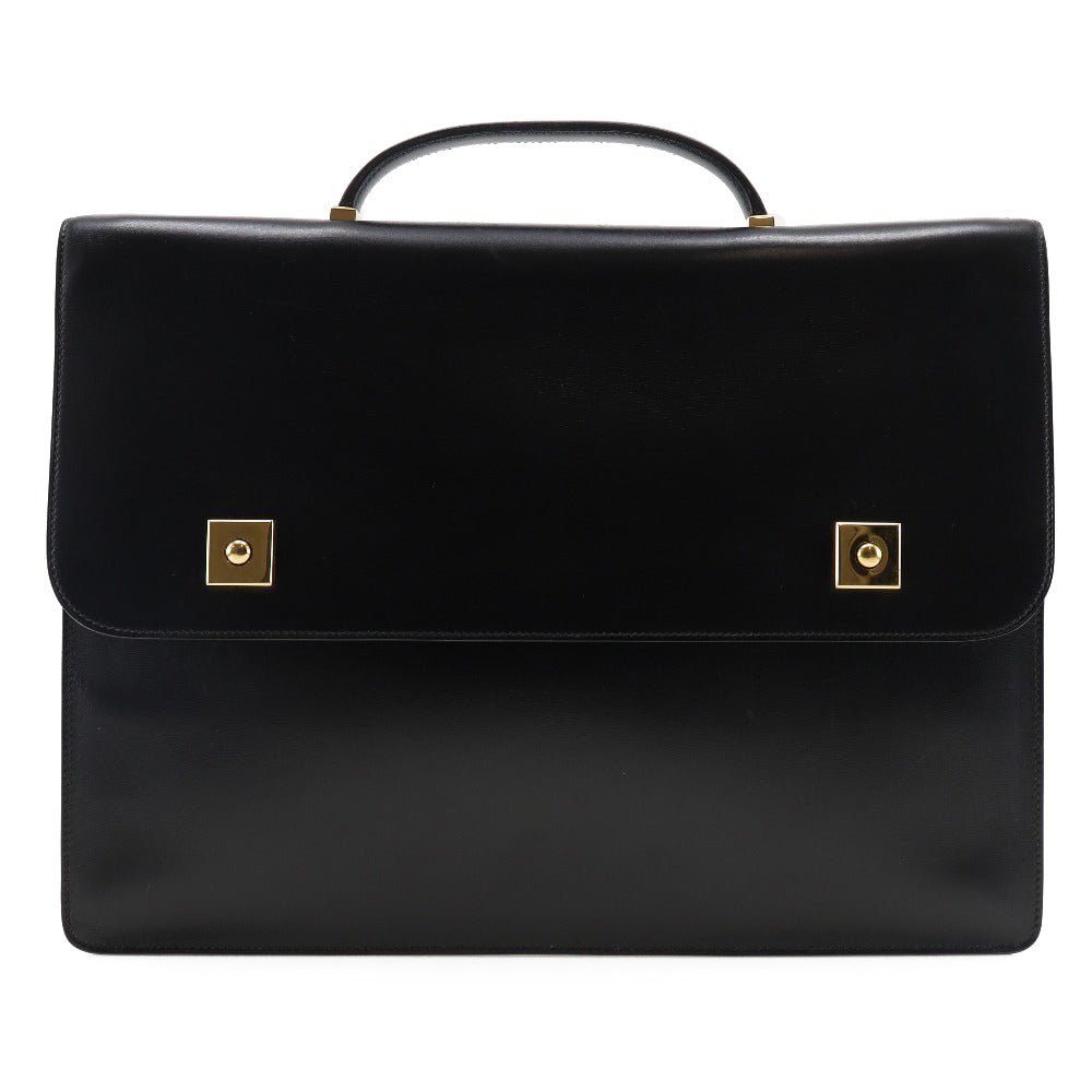 Business Bag Calfskin Metal Briefcase Danube Mens Black Gold Travel Bag