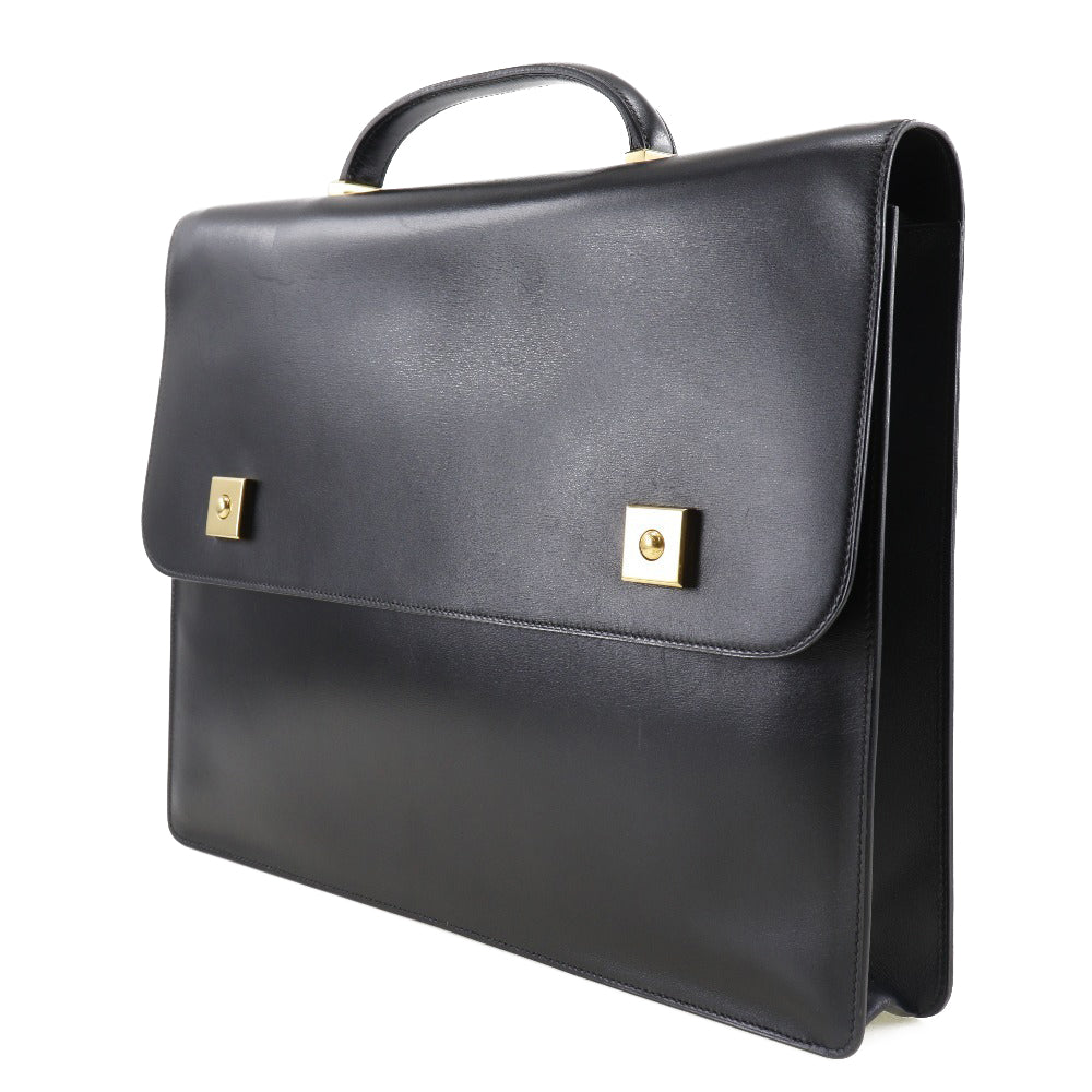 Business Bag Calfskin Metal Briefcase Danube Mens Black Gold Travel Bag