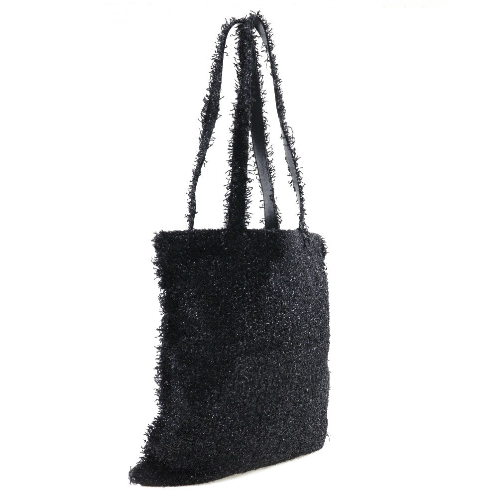 Chanel tweed Black Silver Tote Bag