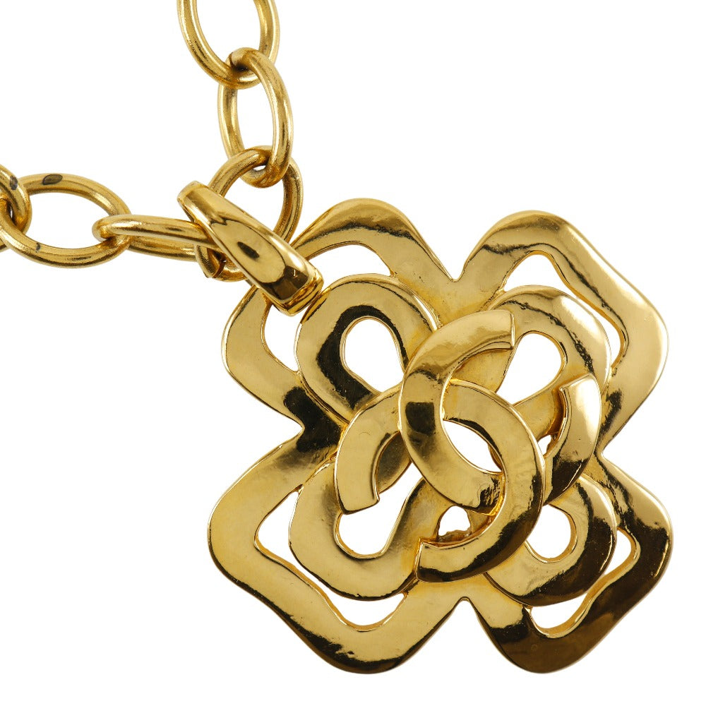 CHANEL Necklace Plated Gold gold   cross COCO Mark Women