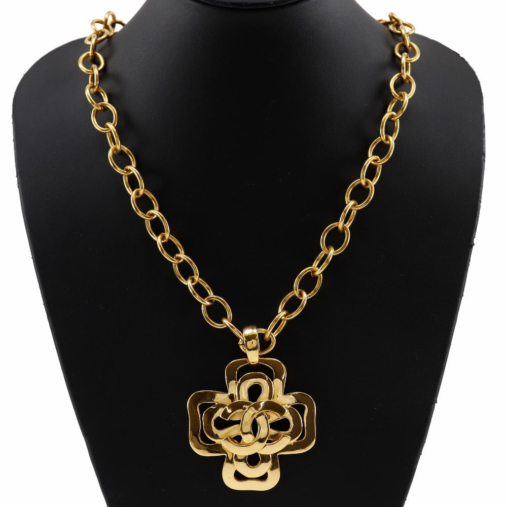 CHANEL Necklace Plated Gold gold   cross COCO Mark Women