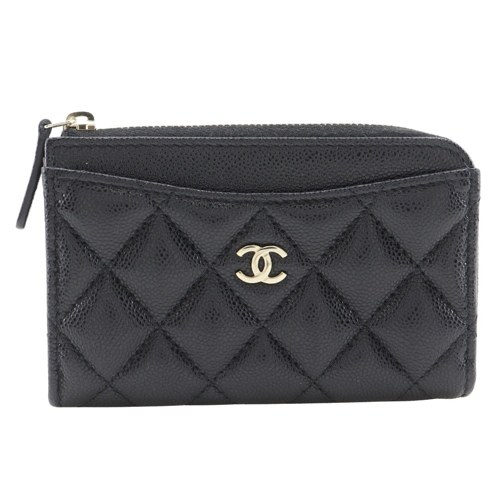 Chanel Coin Caviar skin L-shaped fastener Matrasse Black Handbag