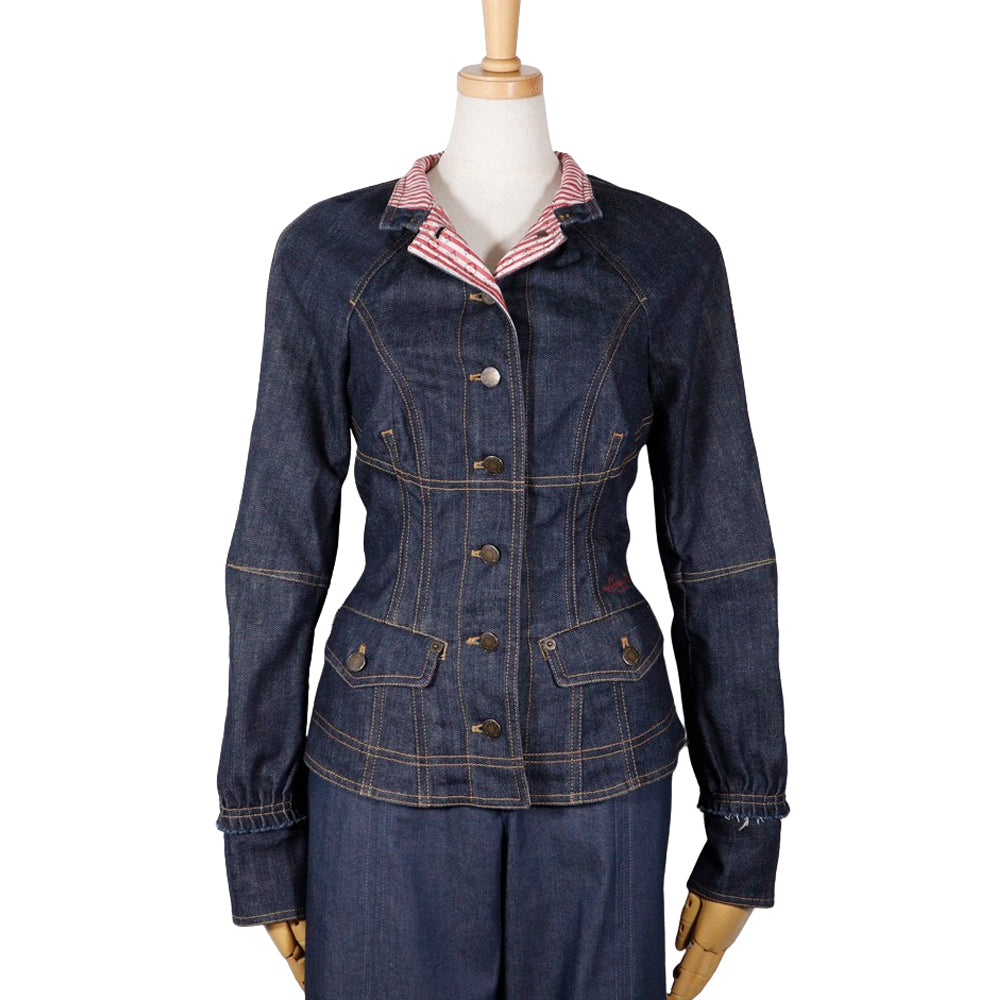 Louis Vuitton Jacket Polyurethane Logo Button B Monogram Denim Cotton Navy Apparel