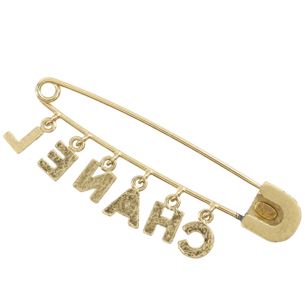 Chanel Brooch Plated Rhinestones Gold Handbag