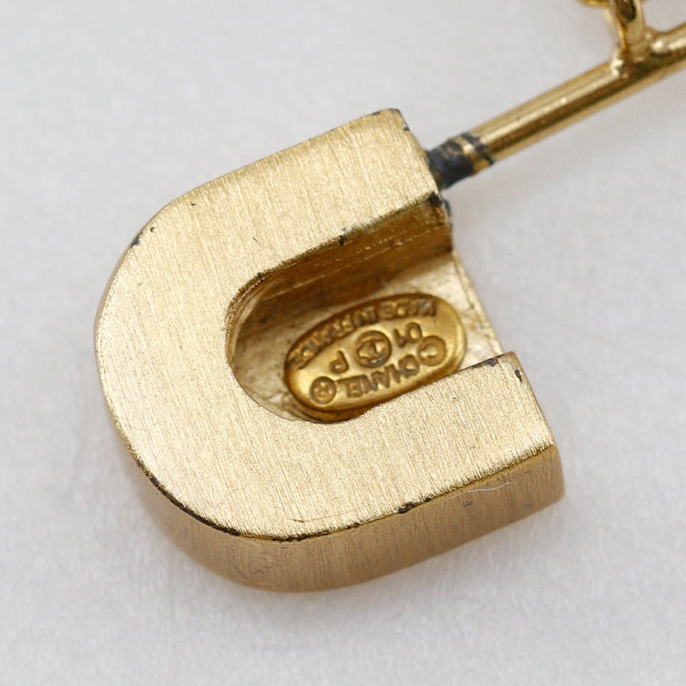 Chanel Brooch Plated Rhinestones Gold Handbag