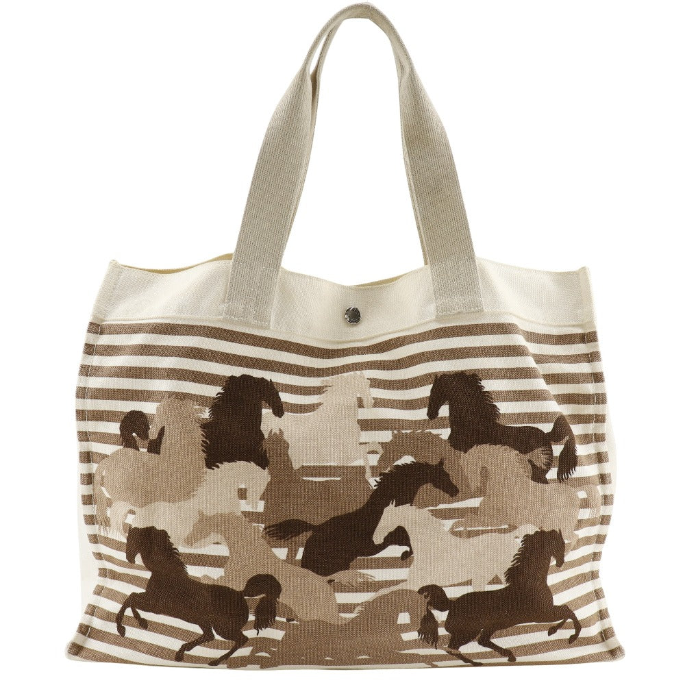 Hermes Tote Bag Off Chevault Women Unisex Canvas White Brown