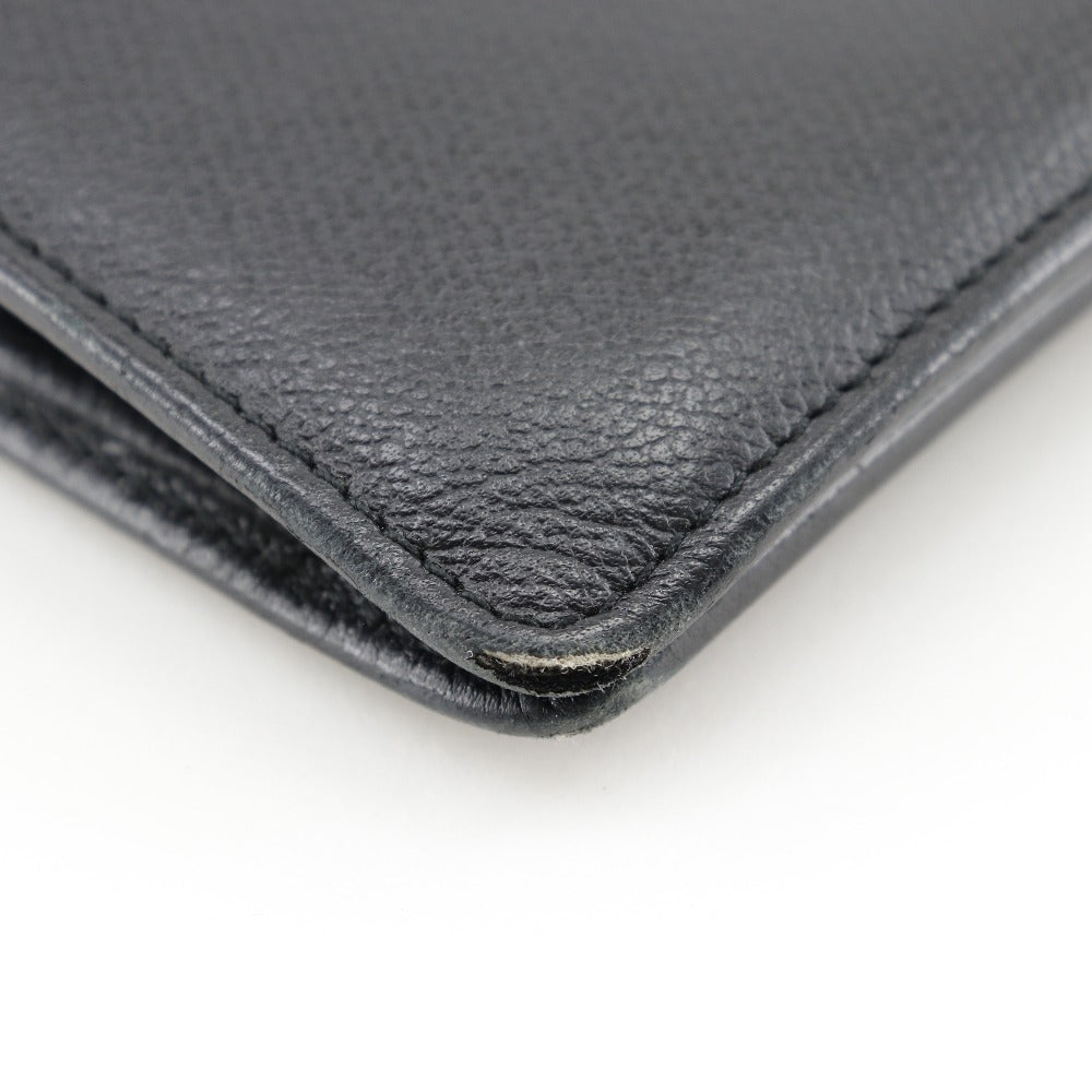 CHANEL Long Wallet Purse A20904 leather black COCO Button Women