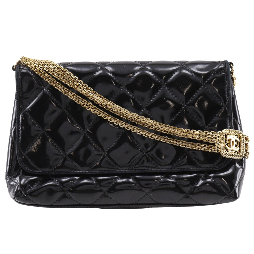Chanel enamel Matrasse ChainShoulder Black Shoulder Bag