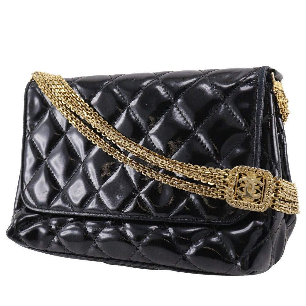 Chanel enamel Matrasse ChainShoulder Black Shoulder Bag
