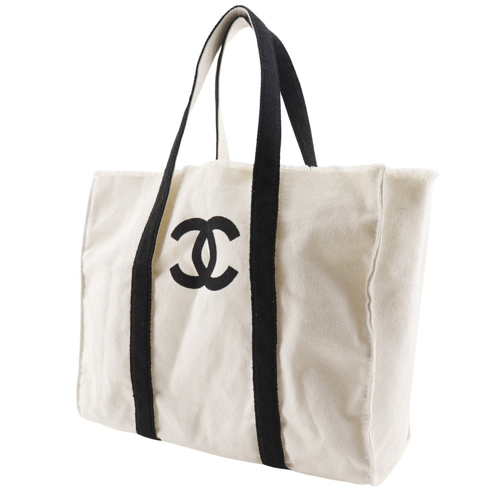 Chanel novelty COCO Mark Black White Canvas Tote Bag