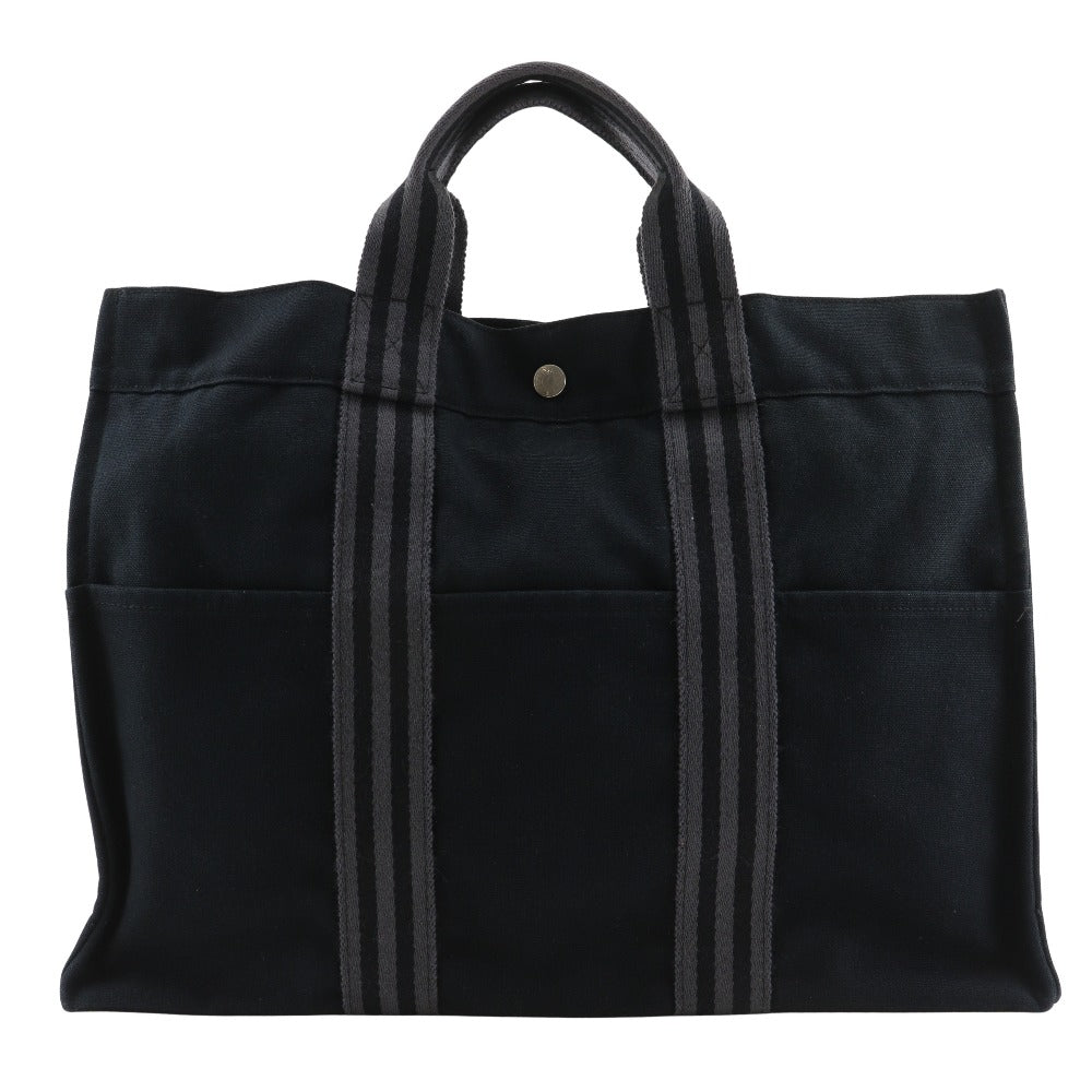 Hermes Handbag Cotton Tote Bag Fool Toemm Black