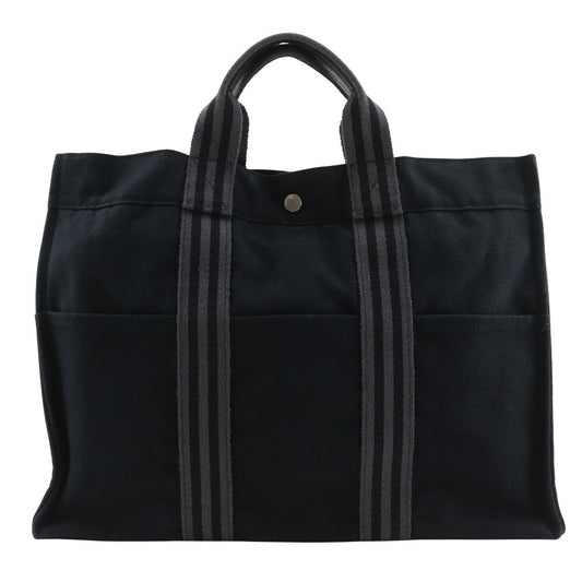 Hermes Handbag Cotton Tote Bag Fool Toemm Black