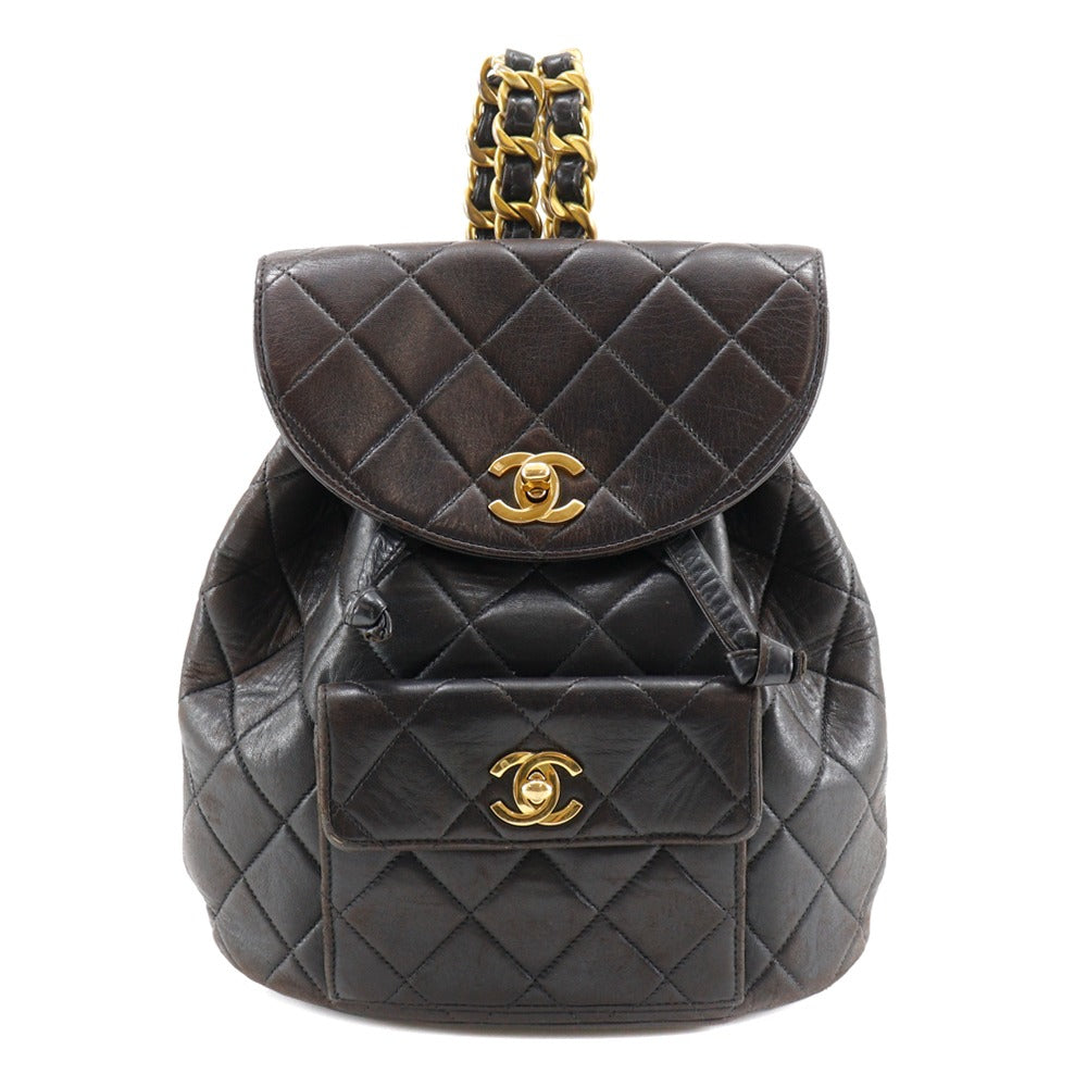 Chanel Backpack lambskin ChainBackpack Matrasse Black