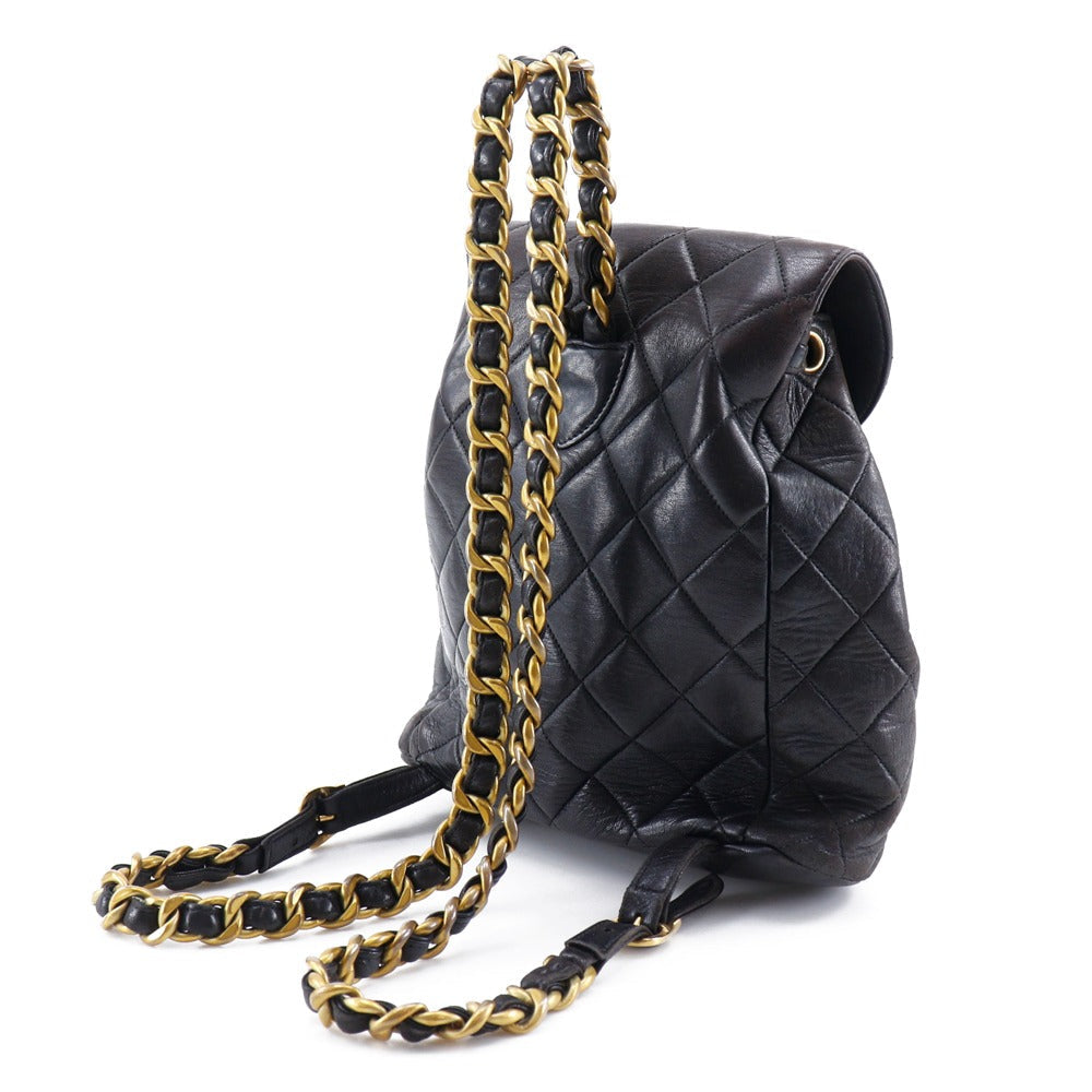 Chanel Backpack lambskin ChainBackpack Matrasse Black