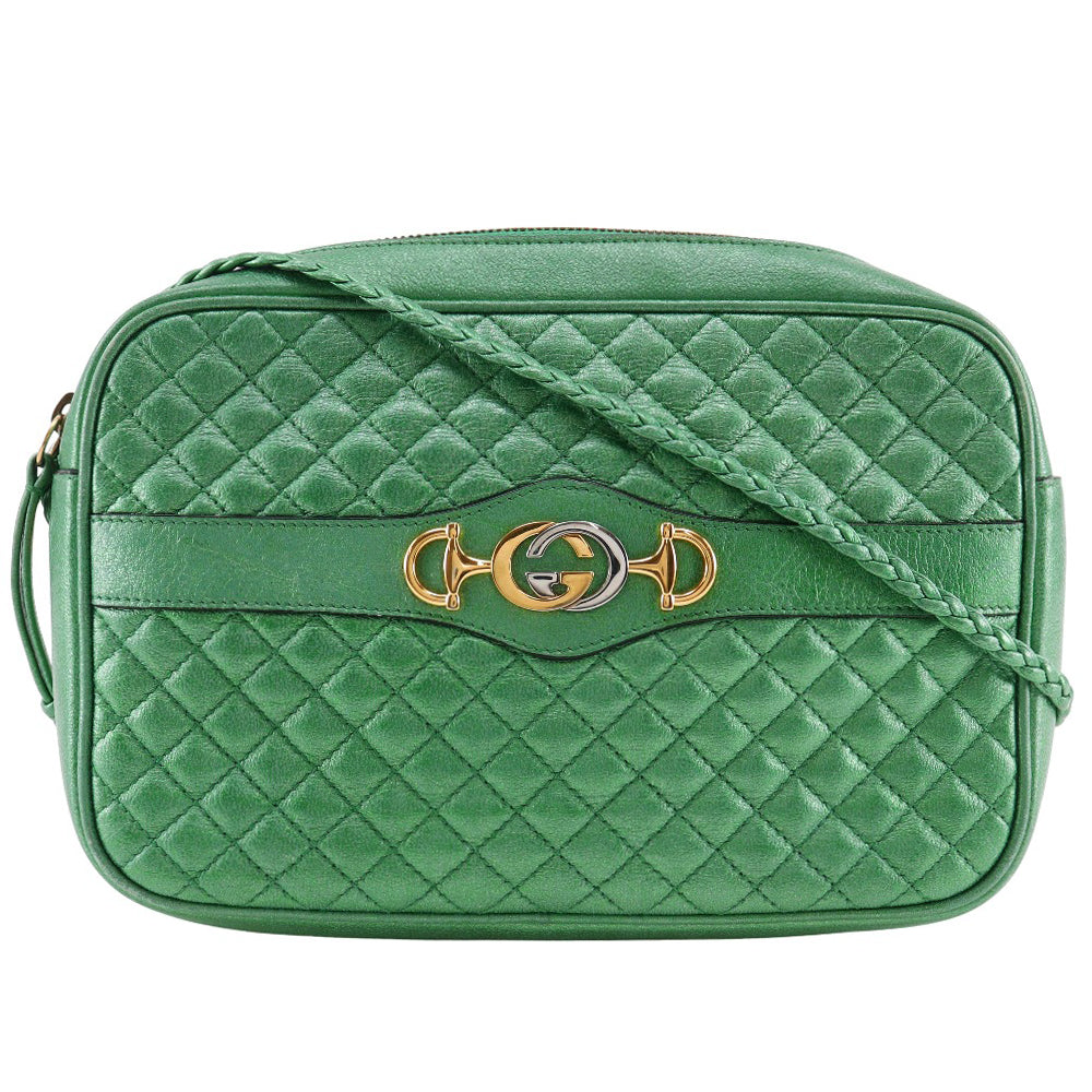 Gucci Horsebit Trapuntato Leather Green Shoulder Bag