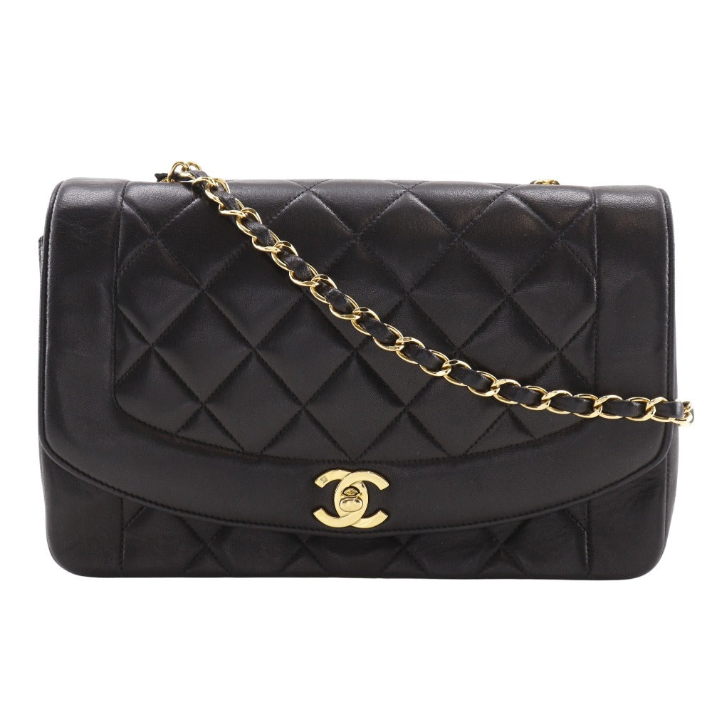 Chanel lambskin Matrasse ChainShoulder Diana 25 Black Shoulder Bag