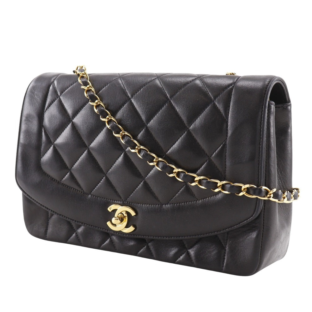 Chanel lambskin Matrasse ChainShoulder Diana 25 Black Shoulder Bag