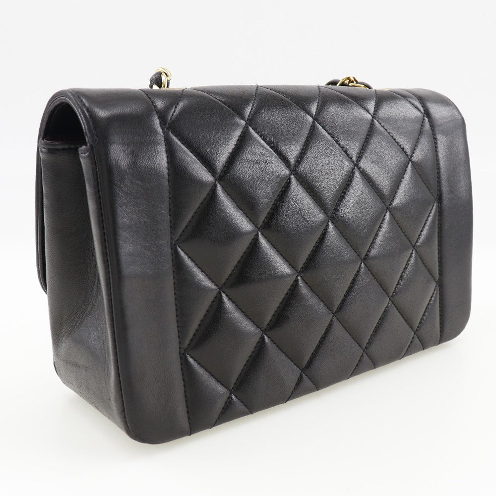 Chanel lambskin Diana Matrasse COCO Mark ChainShoulder Black Shoulder Bag