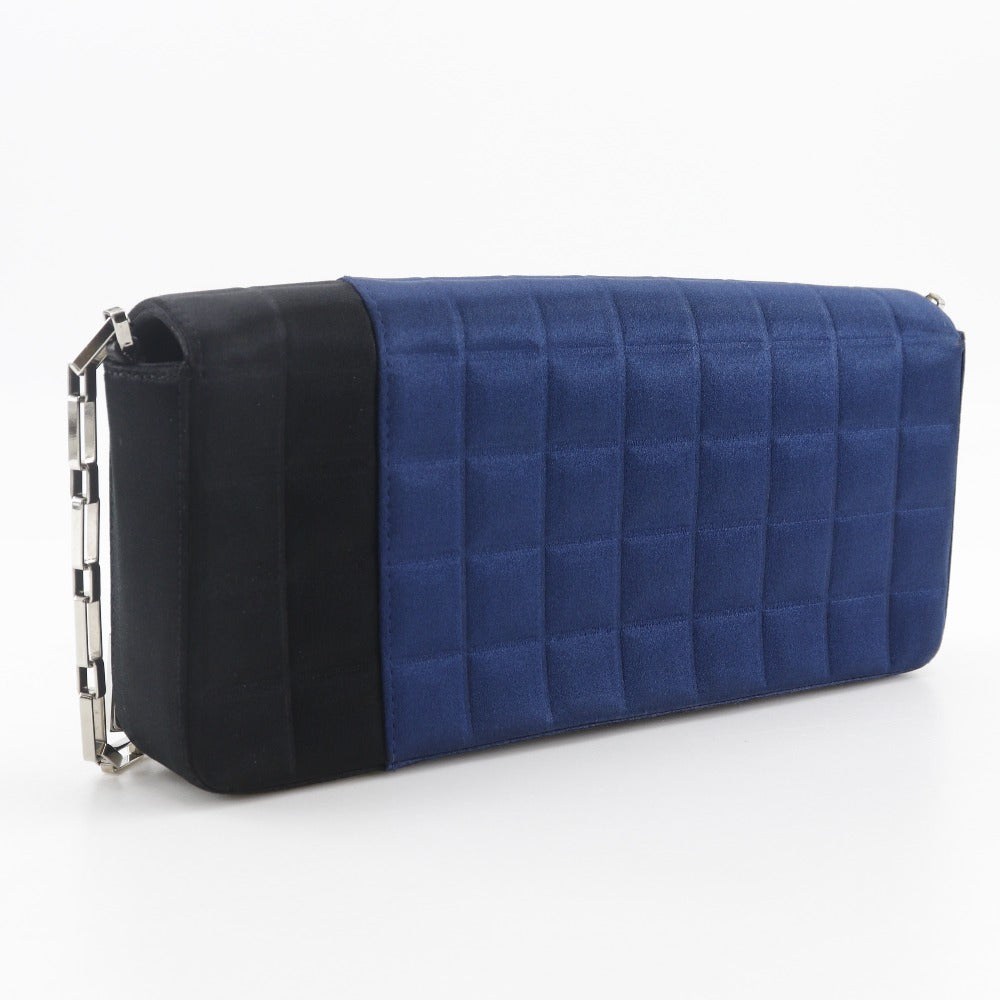 Chanel Satin ChainShoulder Chocolate bar Blue Shoulder Bag