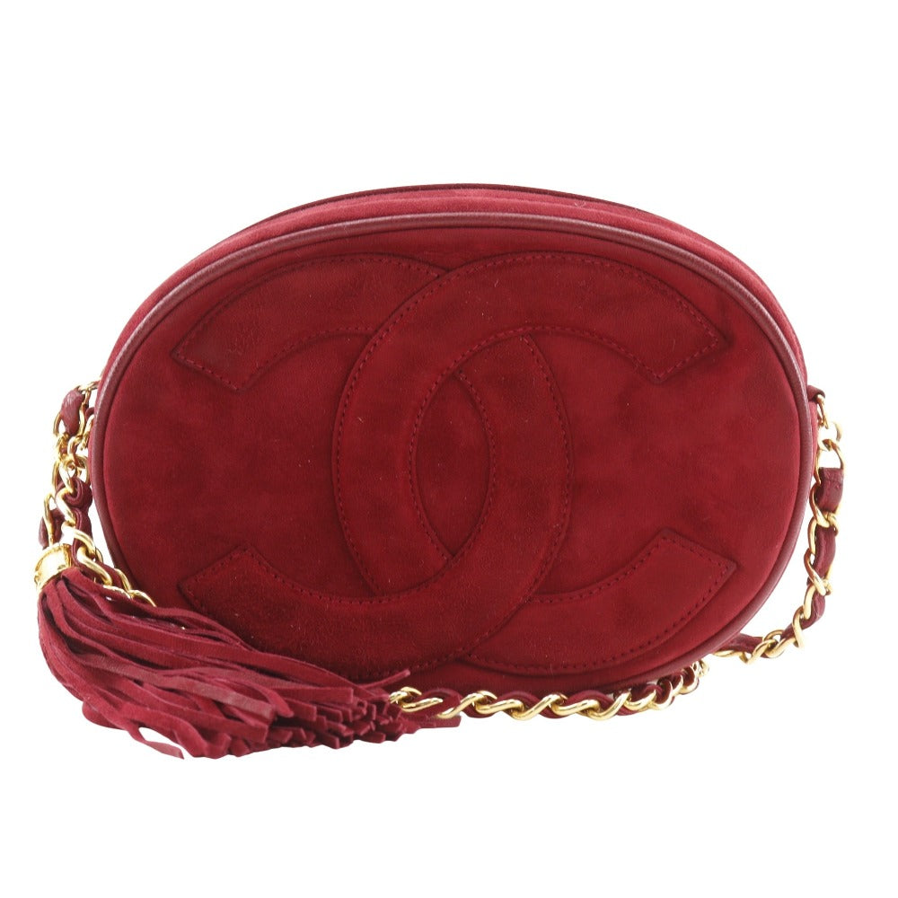 Chanel Suede pochette COCO Mark Red Clutch Bag