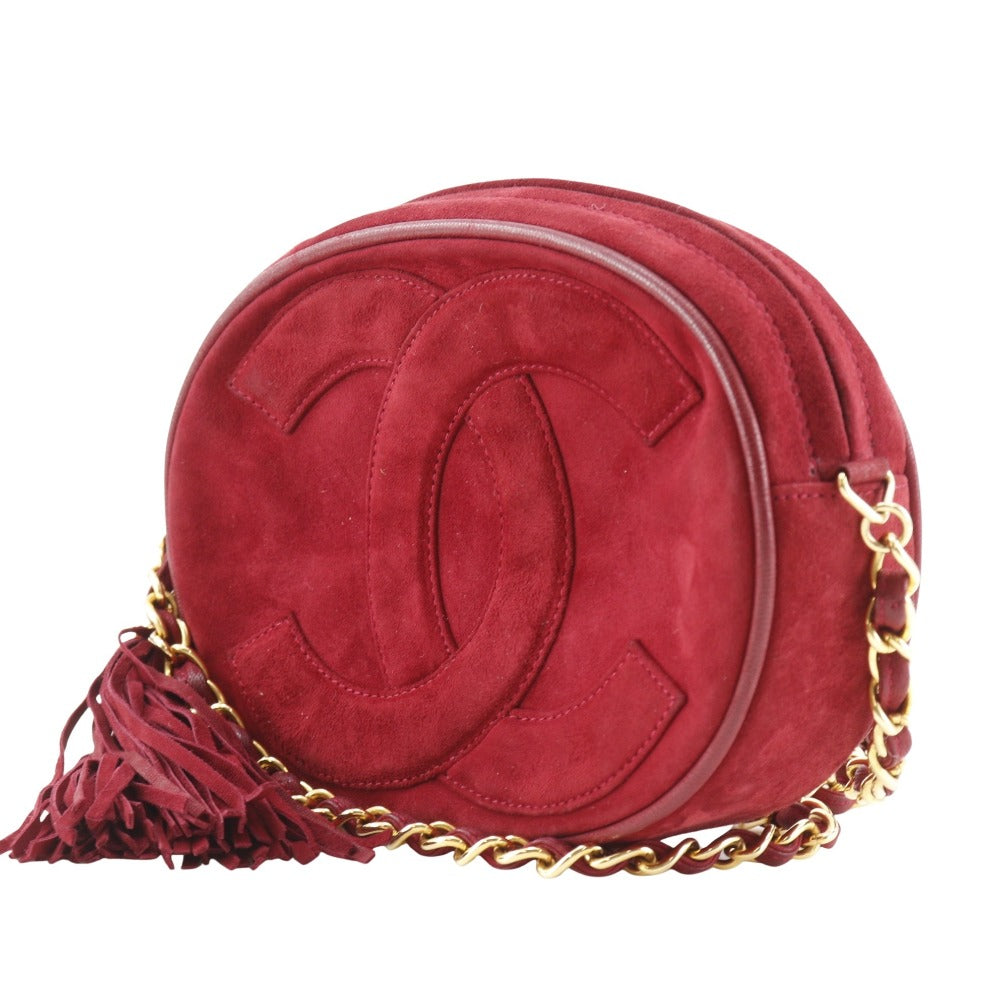 Chanel Suede pochette COCO Mark Red Clutch Bag