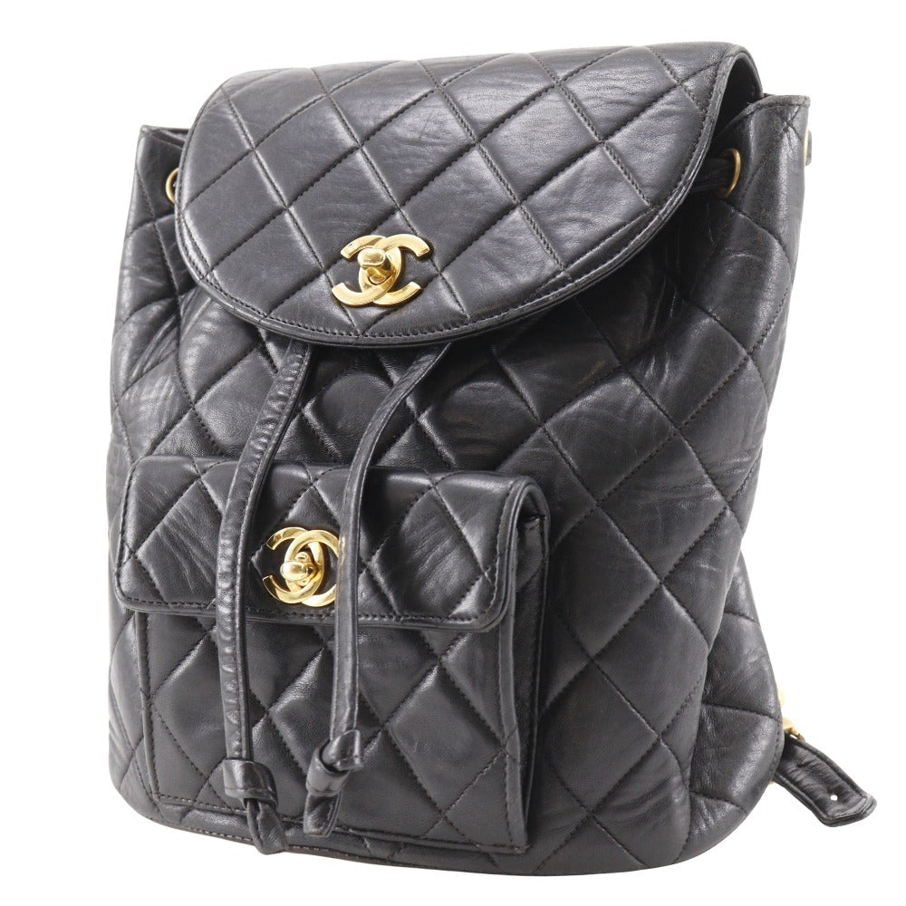 Chanel Backpack lambskin Matrasse Black 3