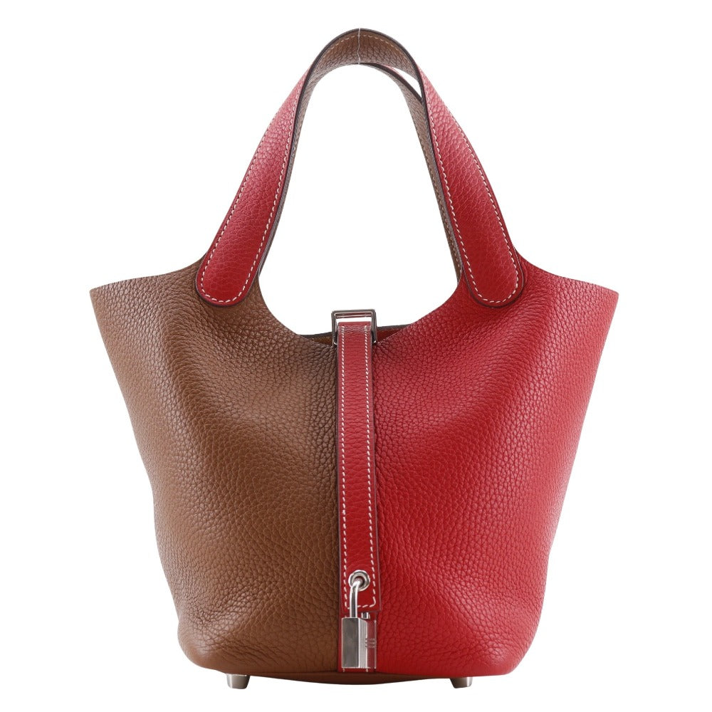 Taurillon Clemence By Color Picotin Lock Kazak White Red Travel Bag