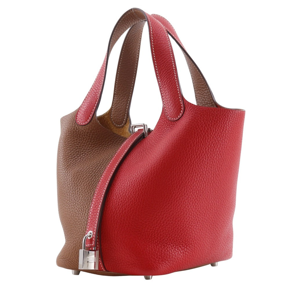 Taurillon Clemence By Color Picotin Lock Kazak White Red Travel Bag