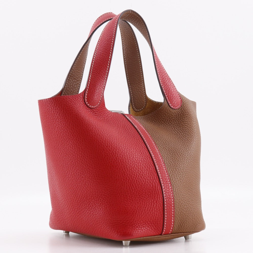 Taurillon Clemence By Color Picotin Lock Kazak White Red Travel Bag